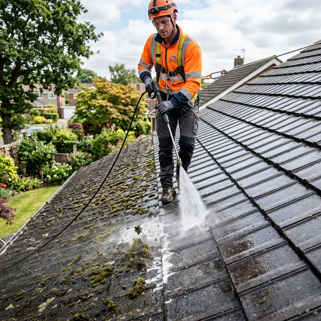Before and after roof painting and restoration